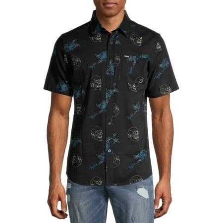 Tony Hawk Men's Skull & Rose Short Sleeve Woven Shirt