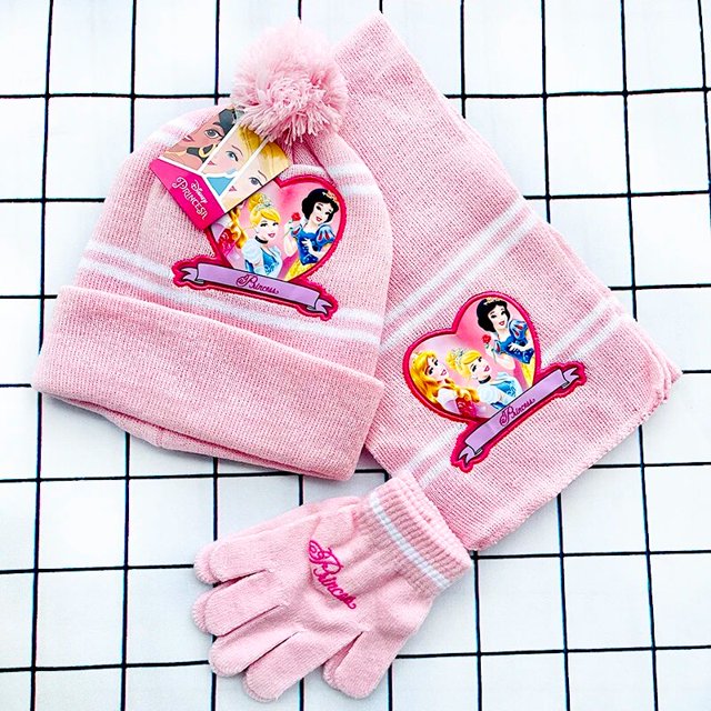 Gorros de Frozen 2 para niños y niñas, gorro de punto con capucha, bufanda de guante, unisex