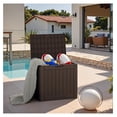 thumbnail image 4 of SONGMY 42 Gallon Deck Box Waterproof, Resin Outdoor Storage Box with Side Handles, Outdoor Storage Benches Lockable for Patio Cushions and Garden Tools (Brown), 4 of 7