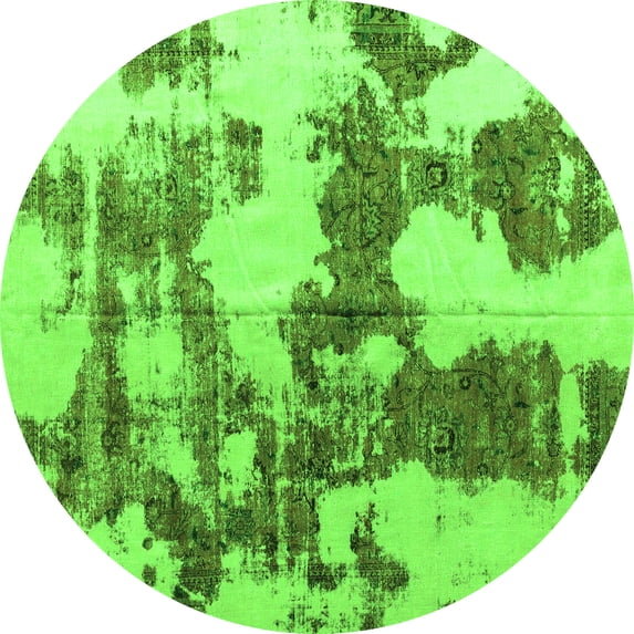 Ahgly Company Indoor Round Abstract Green Modern Area Rugs, 3' Round