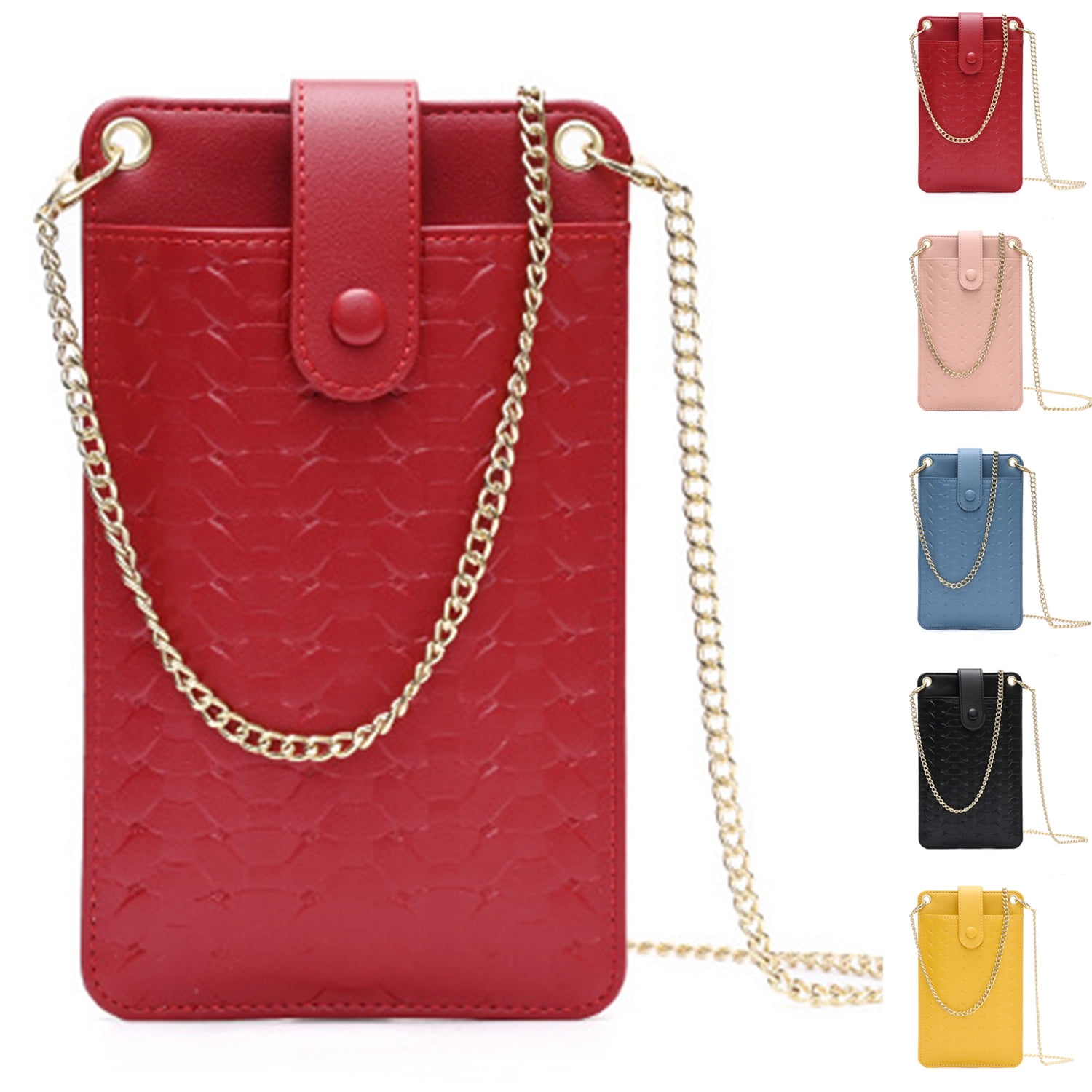 Women Cell Phone Wallet Purse Crossbody Bag Phone Pocket(Red)