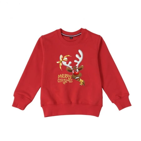 

KEJIG Stylish Christmas Parent-child Print HomeWear Pajamas Child Hoodless Sweatshirts Blouse Tops Family Clothes