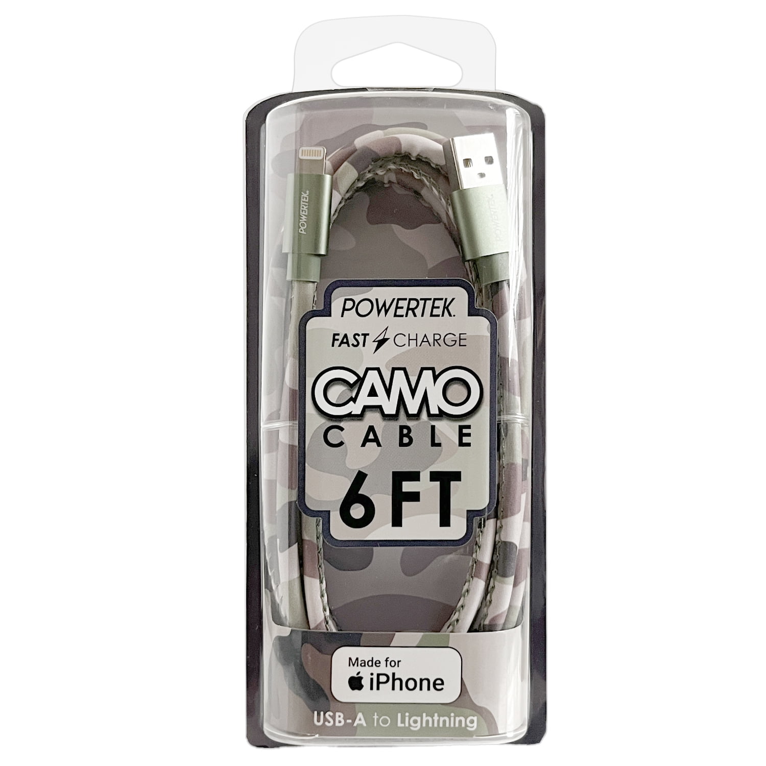 Liquipel Powertek Pastel Camo USB-A to Lightning - Green