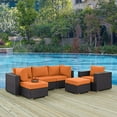 thumbnail image 2 of Modern Contemporary Urban Design Outdoor Patio Balcony Six PCS Sectional Sofa Set, Orange, Rattan, 2 of 8