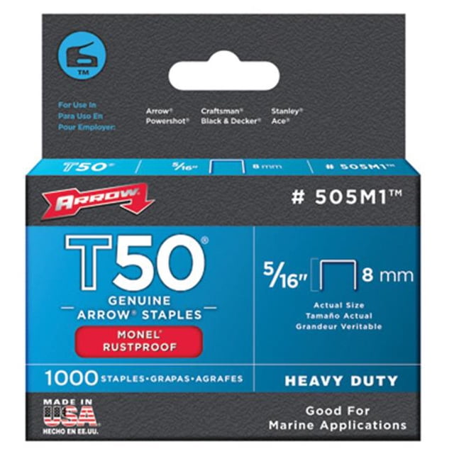 Arrow Agrafe 505 M1,31 Po Monel Agrafes T50 Lot de 1 000