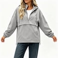 thumbnail image 4 of vdgthytj Rain Jacket Womens Half Zip Long Sleeve Hooded Drawstring Bottom Waterproof Hiking Outdoor Pullover Outerwear(Small,Gray), 4 of 7