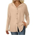 thumbnail image 7 of hotojiny Fall Tops for Women Soft Warm Long Sleeve Knit Sweater Lightweight Button down Hooded Sweatshirts Casual Blouses Shirts, 7 of 7
