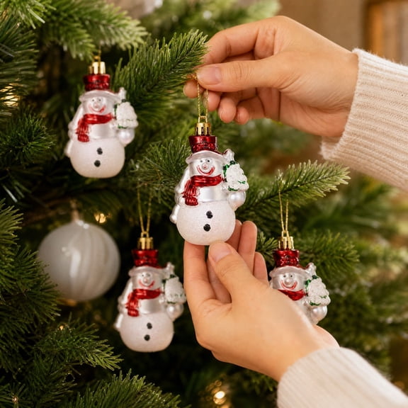 4PCS Christmas Ornaments Shatterproof Tree Decorations, Plastic Baubles for Holiday Wedding Party, Festive Christmas Balls for Tree Wreath and Home Display