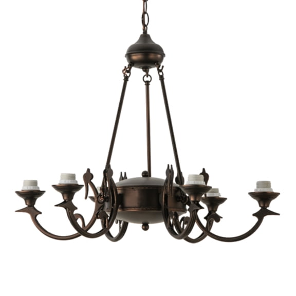 29"W Mahogany Bronze 6 Uplights Chandelier Hardware