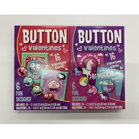Way To Celebrate Button Valentines, 16 Count