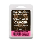 Zodiac Melts Cancer - Sandalwood Jasmine Scented Soy Wax Melts, EBM Creations, 6 Cube 3.2oz Clamshell Highly Scented!