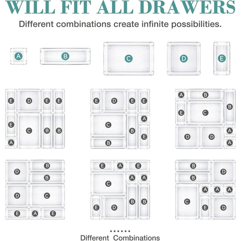 TAIMASI 44-Piece Clear Plastic Drawer Organizer Set photo 6