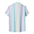 thumbnail image 3 of Camisas Hombre Manga Corta Camisa informal para hombre, camisa con estampado de rayas de lunares, camisa de manga corta con cuello vuelto de un solo pecho, Top a la (Blue, XL), 3 of 5