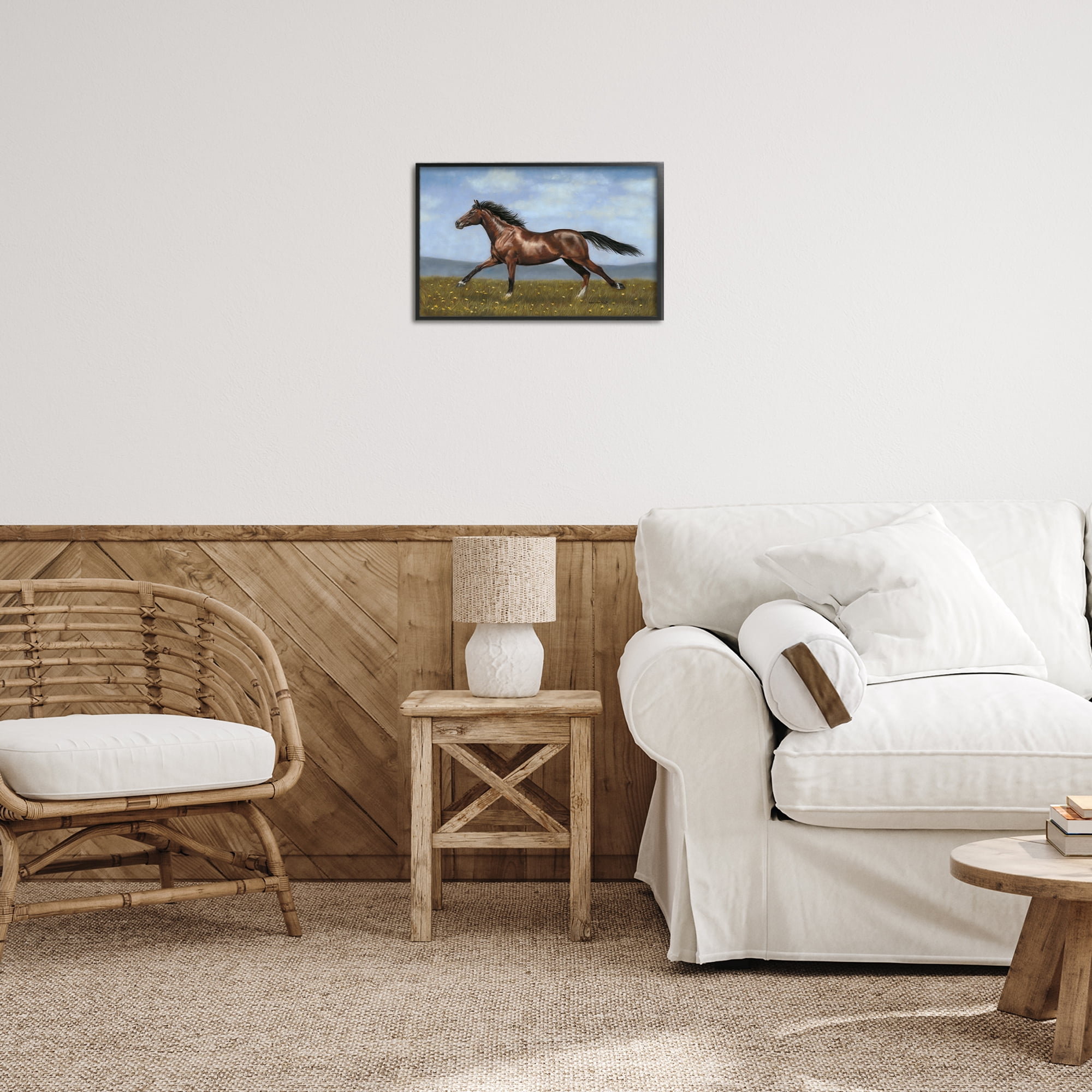 Stupell Industries Brown Running Mare Animals & Insects Painting Black Framed Art Print Wall Art, 18 x 12
