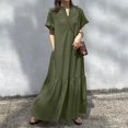 thumbnail image 3 of Summer Bohemian Style Blouse Long Skirt For Women Casual V Neck A Line Layered Ruffled Ankle Length Dress Women Outfits for Summer Petite Dresses Wrap Maxi Dress Cute Summer Dresses for Women Dresses, 3 of 5