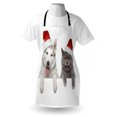 thumbnail image 3 of Christmas Apron Cute Dog and Cat in Santa Red Hats Funny Puppy and Kitty Domestic Pet Animal, Unisex Kitchen Bib Apron with Adjustable Neck for Cooking Baking Gardening, White Grey Red, by Ambesonne, 3 of 3