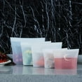 thumbnail image 6 of Reusable 100% Silicone Food Storage Bags, Sandwich Snack Bags New Generation Stand Up Zip Container for Soup and Leftovers, Plastice & BPA Free, Microwave Oven Safe 3 Pack (51oz, 34oz, 17oz), 6 of 10