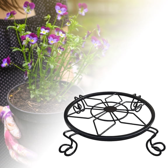 2025 New Black Metal Stand, Heavy Duty Holder Outdoor Indoor, Round Wrought Iron Flower Planter Pot Stand, Corner Gardening Pumpkin Stand, 9.05Inches