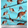 thumbnail image 2 of Soimoi Blue Poly Georgette Fabric Kangaroo & Giraffe Animal Print Fabric by Yard 42 Inch Wide, 2 of 3