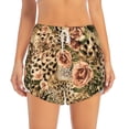 thumbnail image 2 of Gukieu Animal Leopard Print Women's Sports Shorts with Drawstring Elastic Waistband for Running, Yoga, Fitness-X-Large, 2 of 7