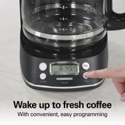 Hamilton Beach 12 Cup Programmable Coffee Maker, Glass Carafe, Matte Black