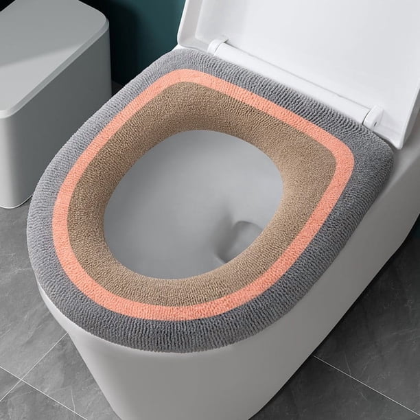 Funda de cojín para asiento de inodoro de 3 colores | Suave y cálida, ajuste universal para inodoros redondos y alargados | Accesorio de baño higiénico lavable a máquina