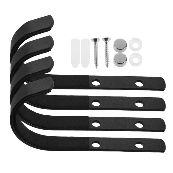 HONMEET 4Sets Black Metal J Hooks Wall Mount Strong Loadbearing Utility Storage Holder