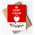 thumbnail image 1 of Citation Garder le Calme et l'Amour des Cartes de Mariage Rouges Félicitations Enveloppes de Voeux, 1 of 3