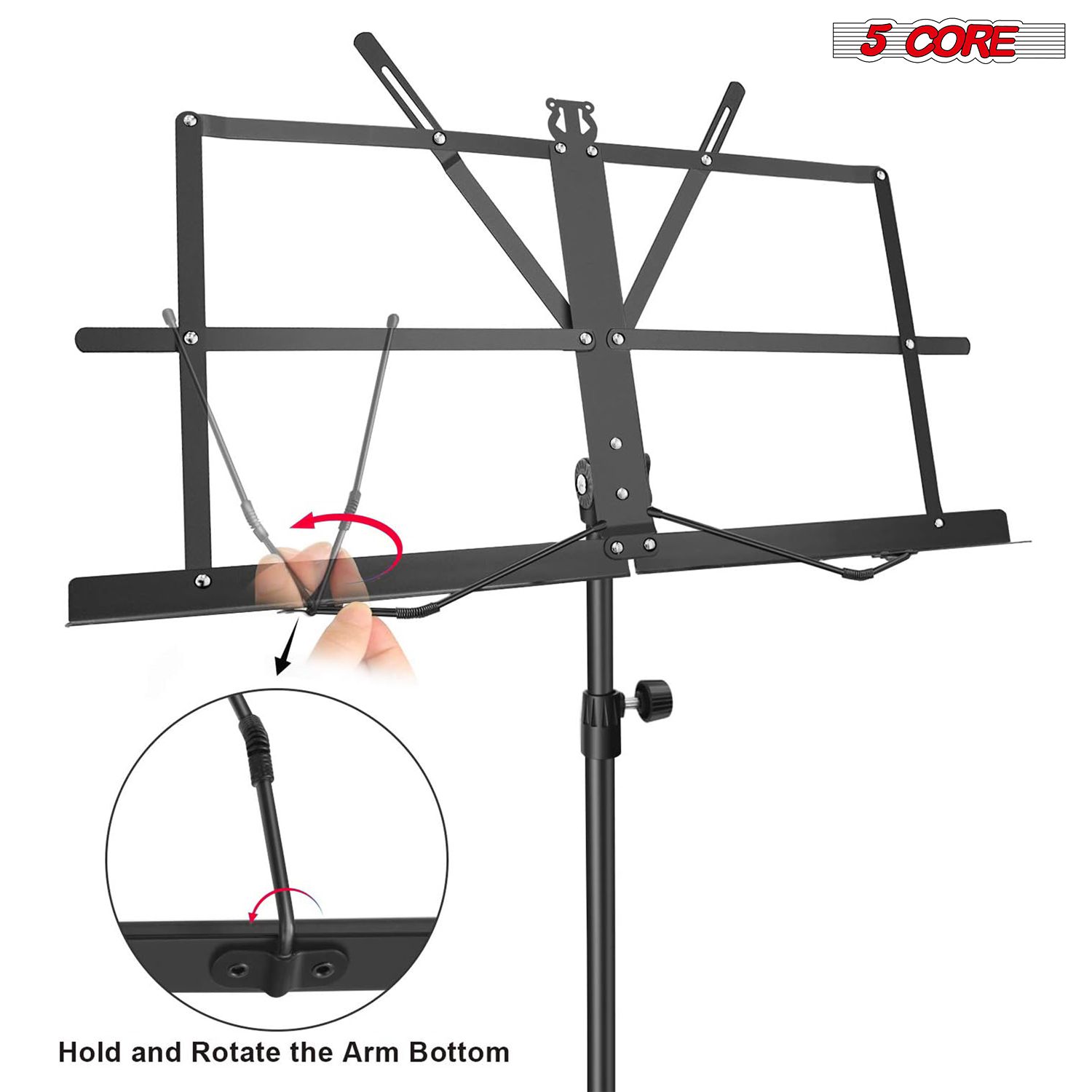 Music Stand Adjustable Desktop Book Stands Portable Sheet Holder All Metal Foldable Bookstand