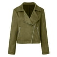 thumbnail image 5 of Bmisegm Women's Fall Suede Moto Jacket Fashion Long Sleeve Zipper Short Casual Coats With Pockets Jackets for Women Casual Green M, 5 of 6