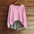 thumbnail image 6 of Women's Henley Neck Sweatshirt, Casual Button Front Pullover, Solid Color Long Sleeve Top, Comfortable Loose Fit Blouse, Relaxed Everyday Wear Sweatshirt Pink L, 6 of 6