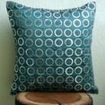 thumbnail image 4 of The HomeCentric Euro Sham Pillow Cover Teal Blue Euro Size Pillow Covers Pack of 2 26x26 inch (65x65 cm) Silk Euro Pillow Shams Circles & Dots Sequins Embellished Euro Pillow - Teal N Silver Rings, 4 of 4