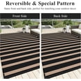 thumbnail image 3 of Enyhom Waterproof Outdoor Rug 6'x9', Reversible Striped Patio Rug, Plastic Straw Outdoor RV Carpet for Outsides, Patio, Camping, Balcony, RV and Deck, Black/Beige, 3 of 6