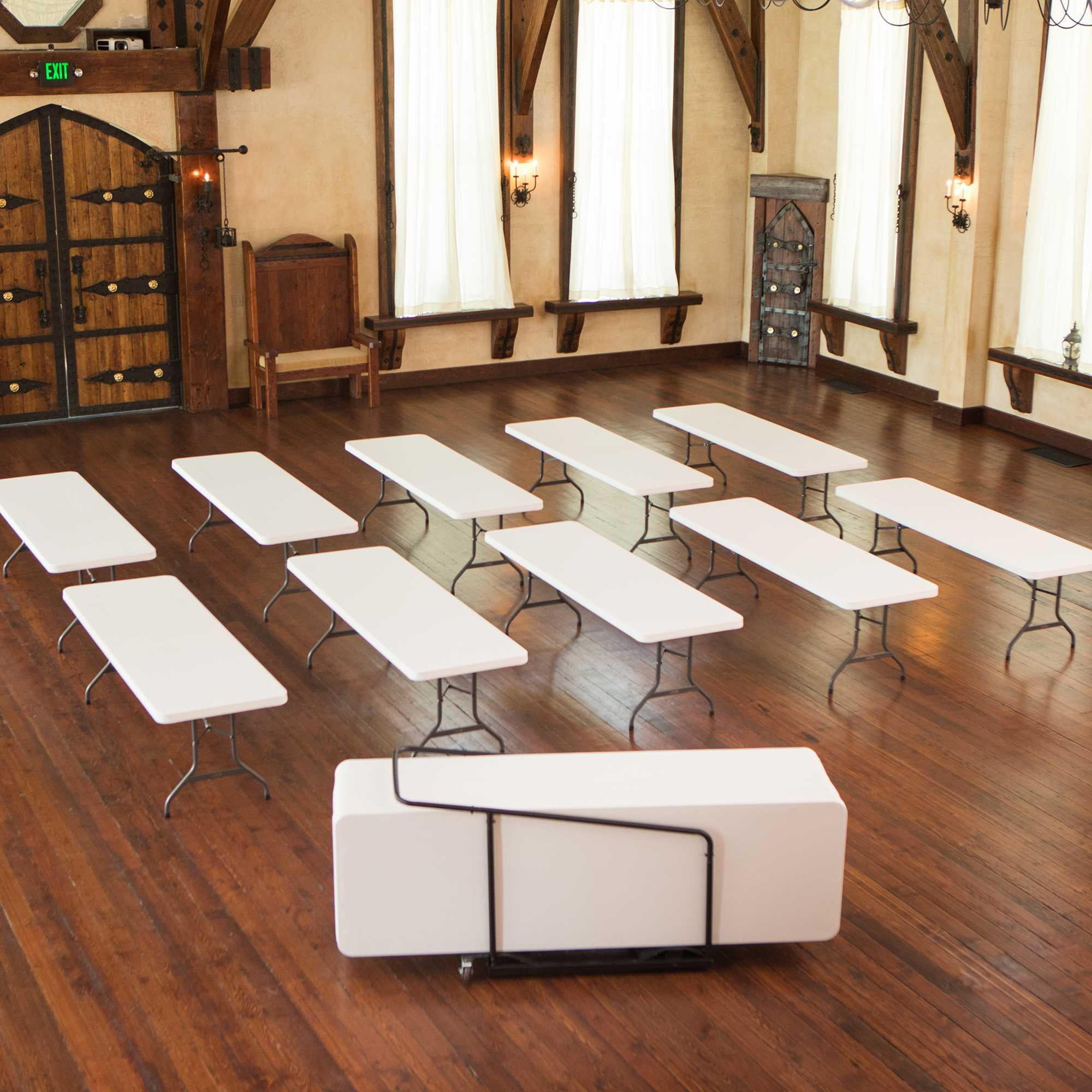 Lifetime 8 ft. Folding Tables, White, Set of 22 with Cart Lifetime 8 ft. Folding Tables, White, Set of 22 with Cart