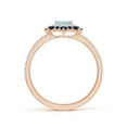 thumbnail image 2 of Angara Natural 0.33 Ct. Aquamarine with Blue Sapphire Halo Ring in 14K Rose & White Gold for Women (Ring Size: 12), 2 of 10