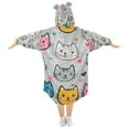 thumbnail image 2 of FORMRS Wearable Blanket Hoodie with Sleeves for Kids Cozy Flannel Sweatshirt, Cute Cat Pattern, 2 of 7
