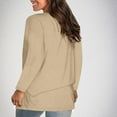 thumbnail image 6 of Sawvnm Women's Fashion V-Neck Solid Loose Long Sleeve T-shirt Pullover Tops Tops for Women Trendy Khaki(V-Neck) 3XL, 6 of 8