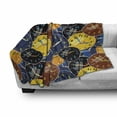 thumbnail image 3 of Clock Soft Flannel Fleece Throw Blanket, Pattern Faces on It Vintage Style Inspired Illustration Design, Cozy Plush for Indoor and Outdoor Use, 50" x 70", Yellow and Black, by Ambesonne, 3 of 6