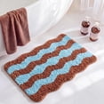 thumbnail image 4 of Wave Pattern Bath Mat, Soft Absorbent Bathroom Rug, Non Slip Shower Mat, Quick Drying Floor Mat, Modern Bath Decor, 15.7" x 23.6", Purple, Lazyguy, 4 of 7