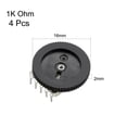 thumbnail image 2 of Uxcell 1K Ohm Dial Wheel Potentiometer for Audio Stereo Volume Control 16x2mm, 4Pcs, 2 of 4