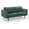 thumbnail image 2 of Kingfun 65" W Velvet Loveseat Sofa Couch, Love Seat Sofas and Couches for Living Room Bedroom Office and Small Spaces, Mid Century Modern Decor Love Seats Furniture with Solid Wood Leg,Green, 2 of 5