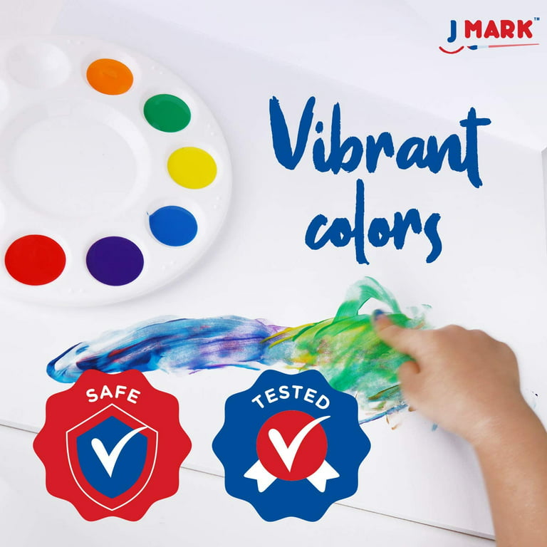 J MARK Washable Finger Paint Set for Kids – 8-Piece Set with 50-Sheet Large  Paper Pad, 6 Non Toxic Washable Tempera Paints and Art Smock 