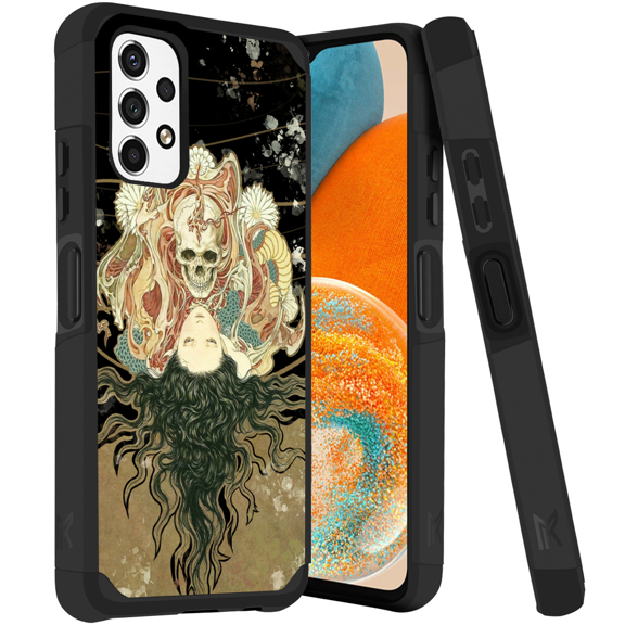 ANJ  Rugged Dual Layered Shockproof Slim Hybrid Case   Tempered Glass Cover Compatible with Samsung Galaxy A23 5G - Demon Kiss
