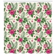 thumbnail image 3 of Ambesonne Watercolor Shower Curtain, Plumeria Hibiscus, 69"Wx75"L, Magenta Cream Green, 3 of 3