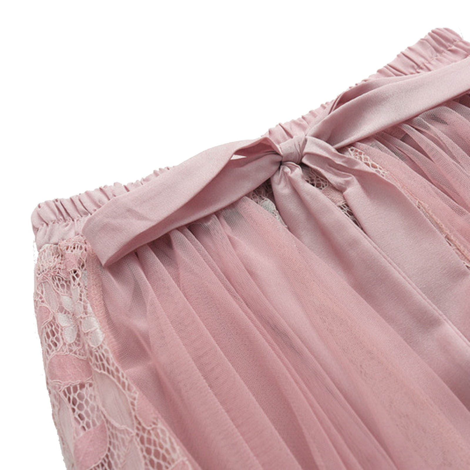 Yuyuzo Women s Tulle Skirts Elastic High Waist Long Cocktail Skirt Layered Pleated A Line Mesh Beach Prom Gown Skirt Pink