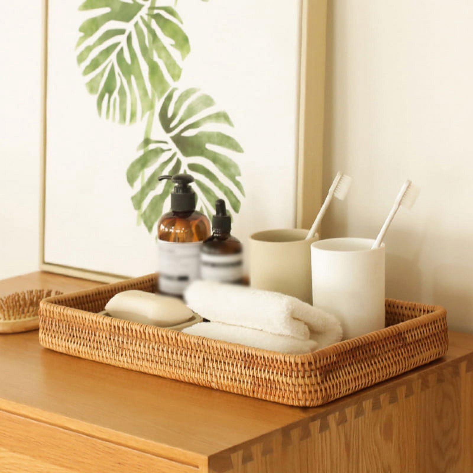 Bathroom Storage Organizer Basket Bin Toilet Paper Basket Storage Basket for Toilet Tank Top Decorative Basket for Closet, Bedroom, Bathroom, Entryway, Office,14.5X9X2inch