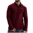 thumbnail image 1 of pstuiky Camisas para hombre de manga larga, Camisa de manga larga de color liso con bolsillo y cuello para hombre top de hombre l, 1 of 5