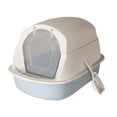 thumbnail image 2 of Hooded Cat Kitten Potty Enclosed Cat Toilet Reusable Anti Splashing with Front Gray, 2 of 9