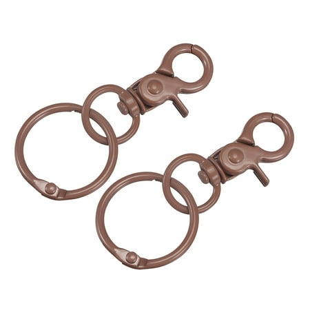 

Uxcell 44mm Swivel Clasps Lanyard Snap Hook with Binder Rings for DIY Crafting Brown 2Pack