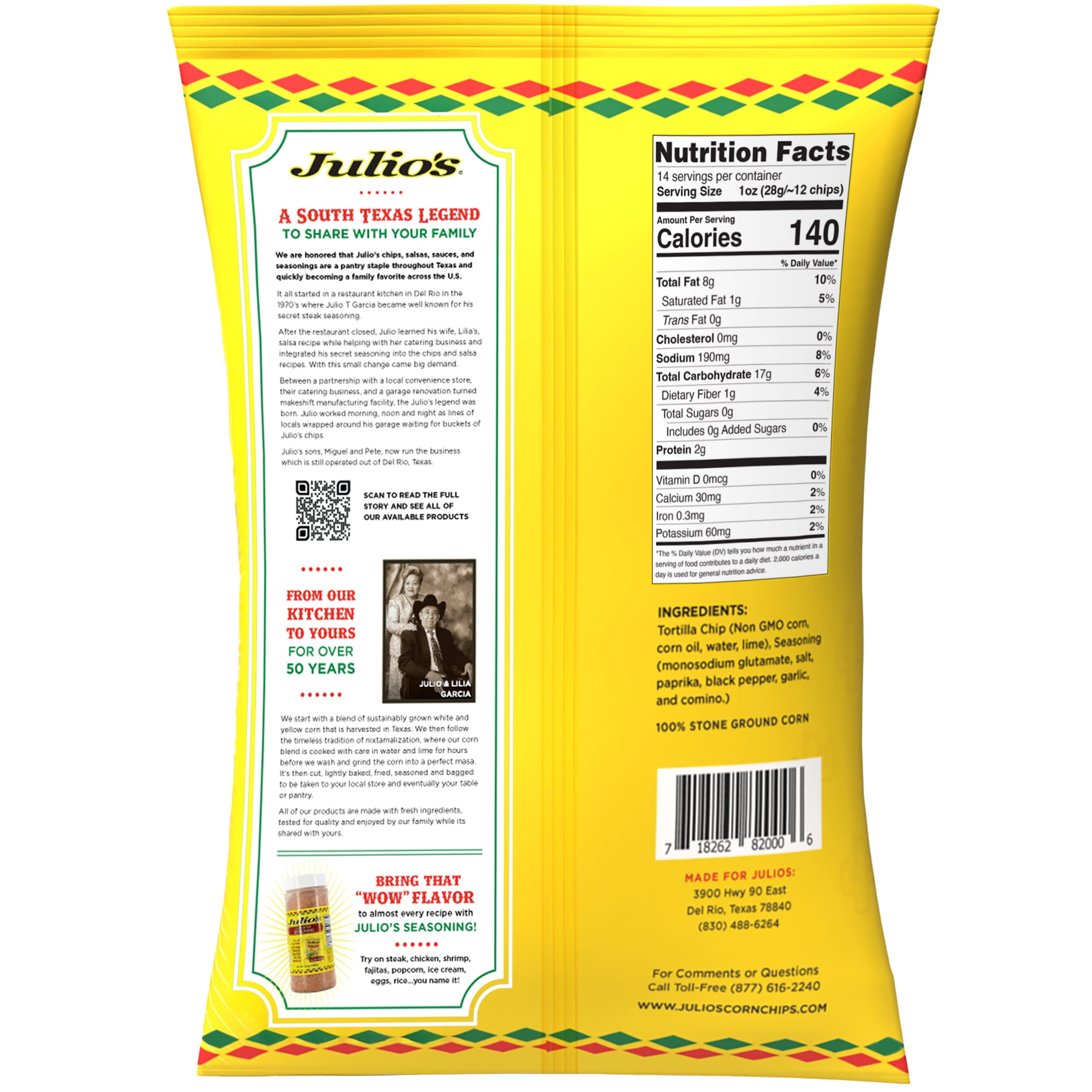 (3 pack) Julio's Seasoned Corn Tortilla Chips, 14 oz Value Size Bag